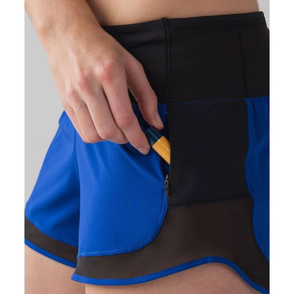 Lululemon Mind Over Miles Short (3.5") Jet Stream Blue / Black EUC Size 6 - Picture 2 of 8